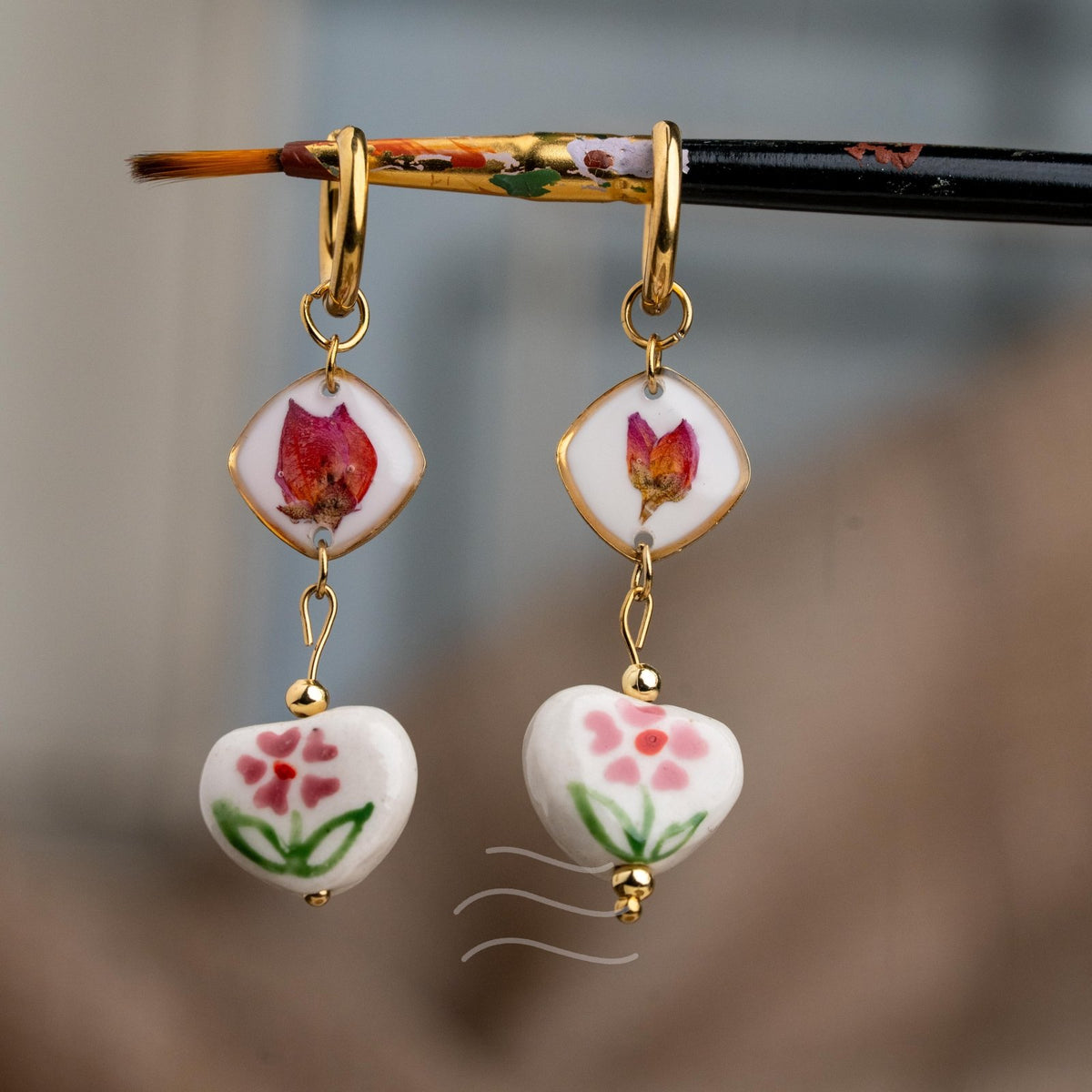 Wildflower Waltz Earrings - Real flower Jewellery - Leafy Affair