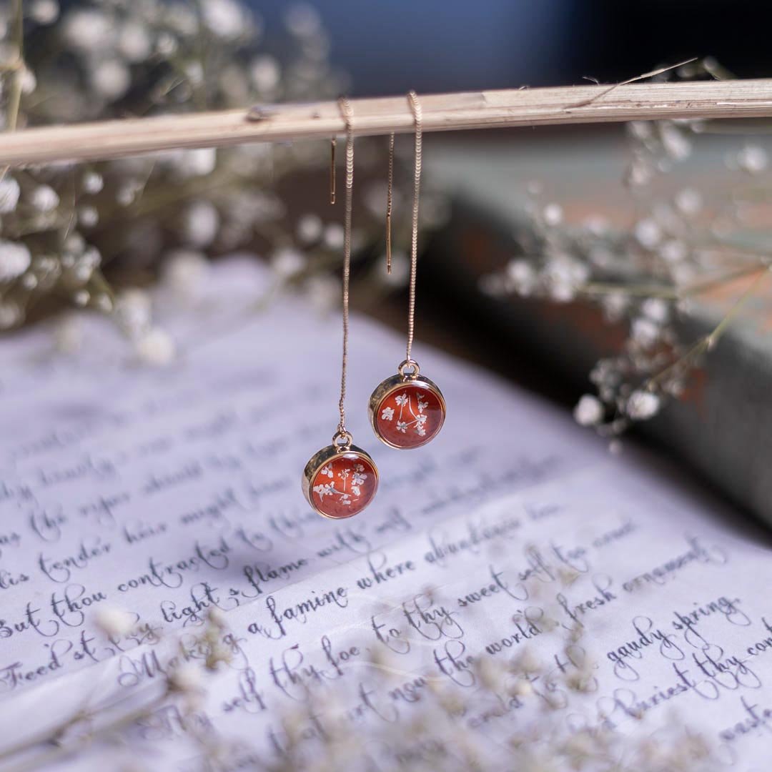 Rosette Earrings - Real flower Jewellery - Leafy Affair