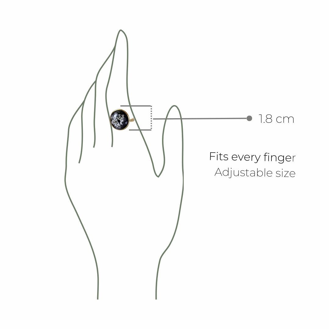 Ebony Flower Ring Unisex - Real flower Jewellery - Leafy Affair