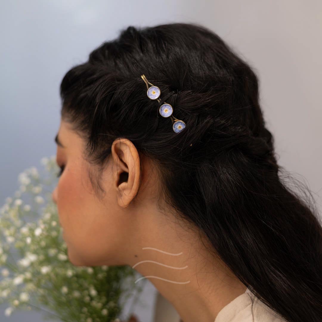 Forget-me-not Hairpin - Real flower Jewellery - Leafy Affair