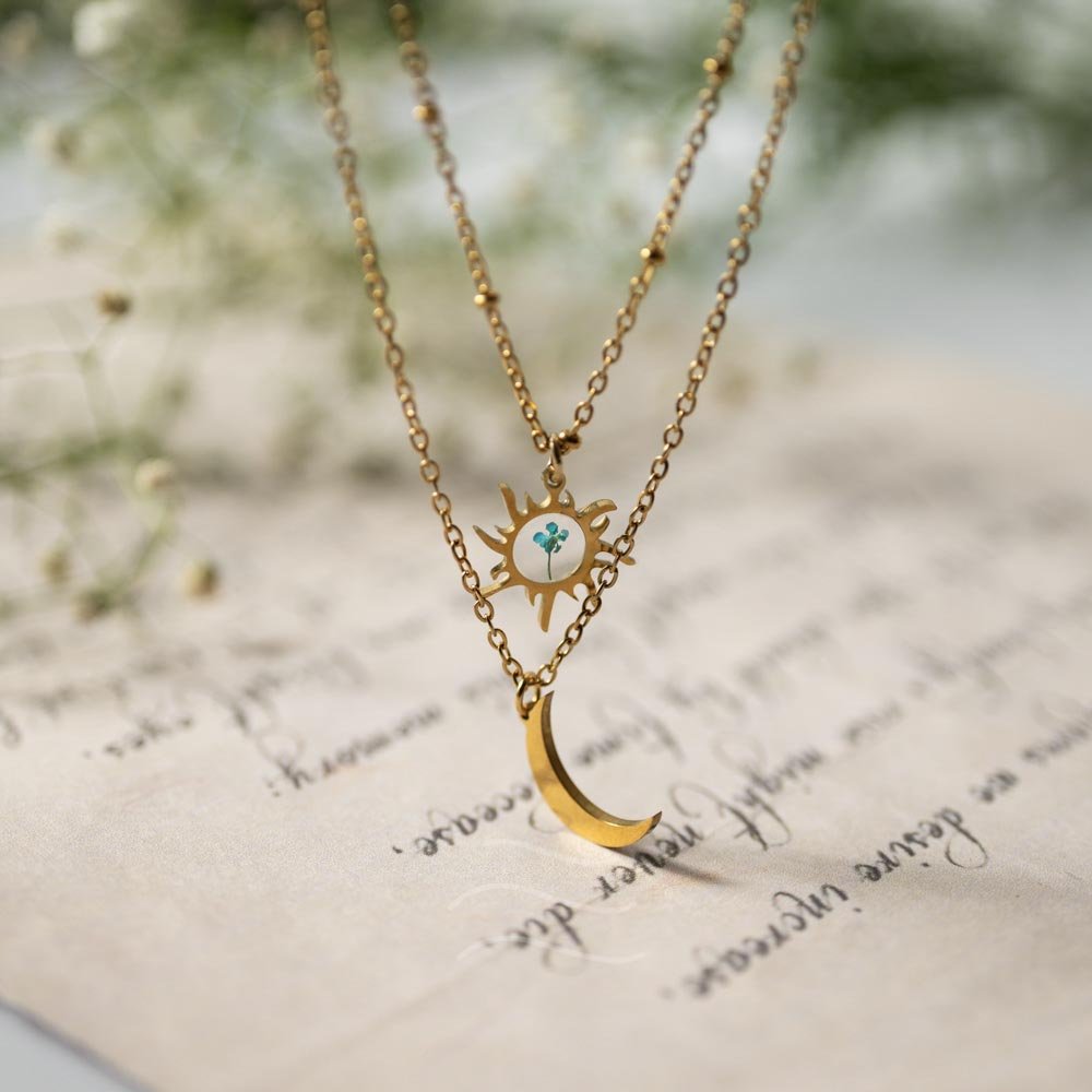 Night and Day Floral Necklace - Real flower Jewellery - Leafy Affair