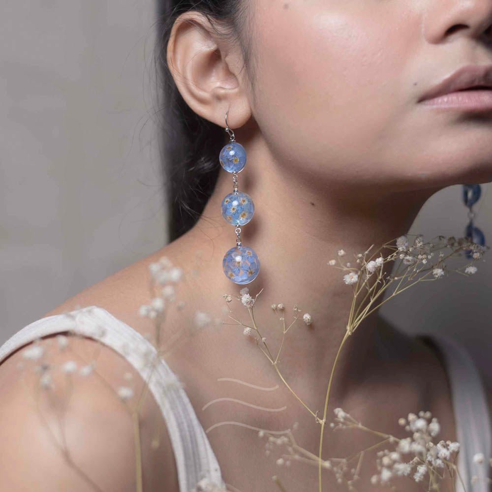Cascading Raindrops Earrings - Real flower Jewellery - Leafy Affair