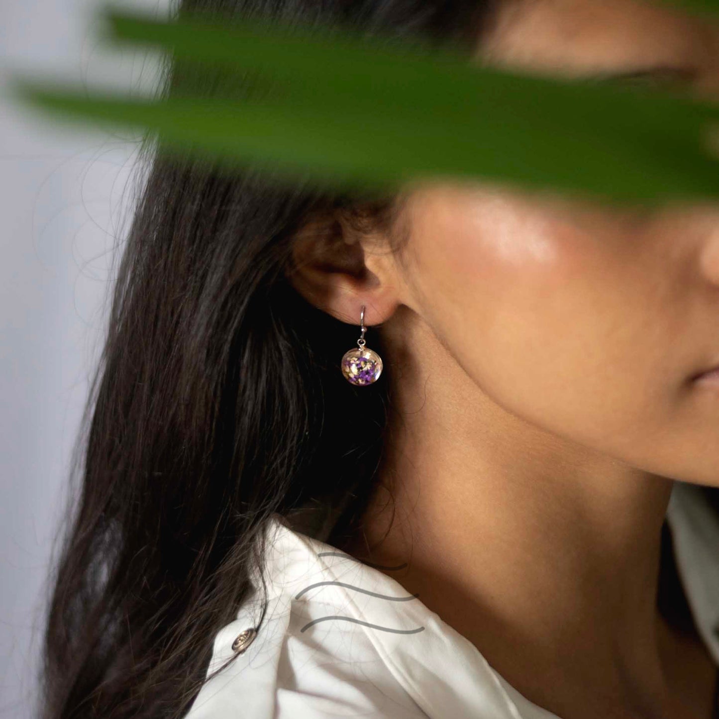 Miniscule Earthling Flower Earrings - Real flower Jewellery - Leafy Affair