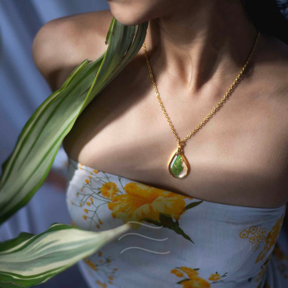 Glitzy Wild Fern Necklace - Real flower Jewellery - Leafy Affair