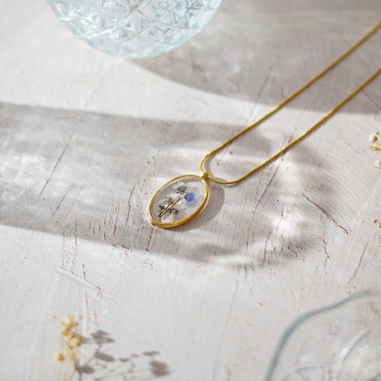 Bridgerton Blue Necklace - Real flower Jewellery - Leafy Affair