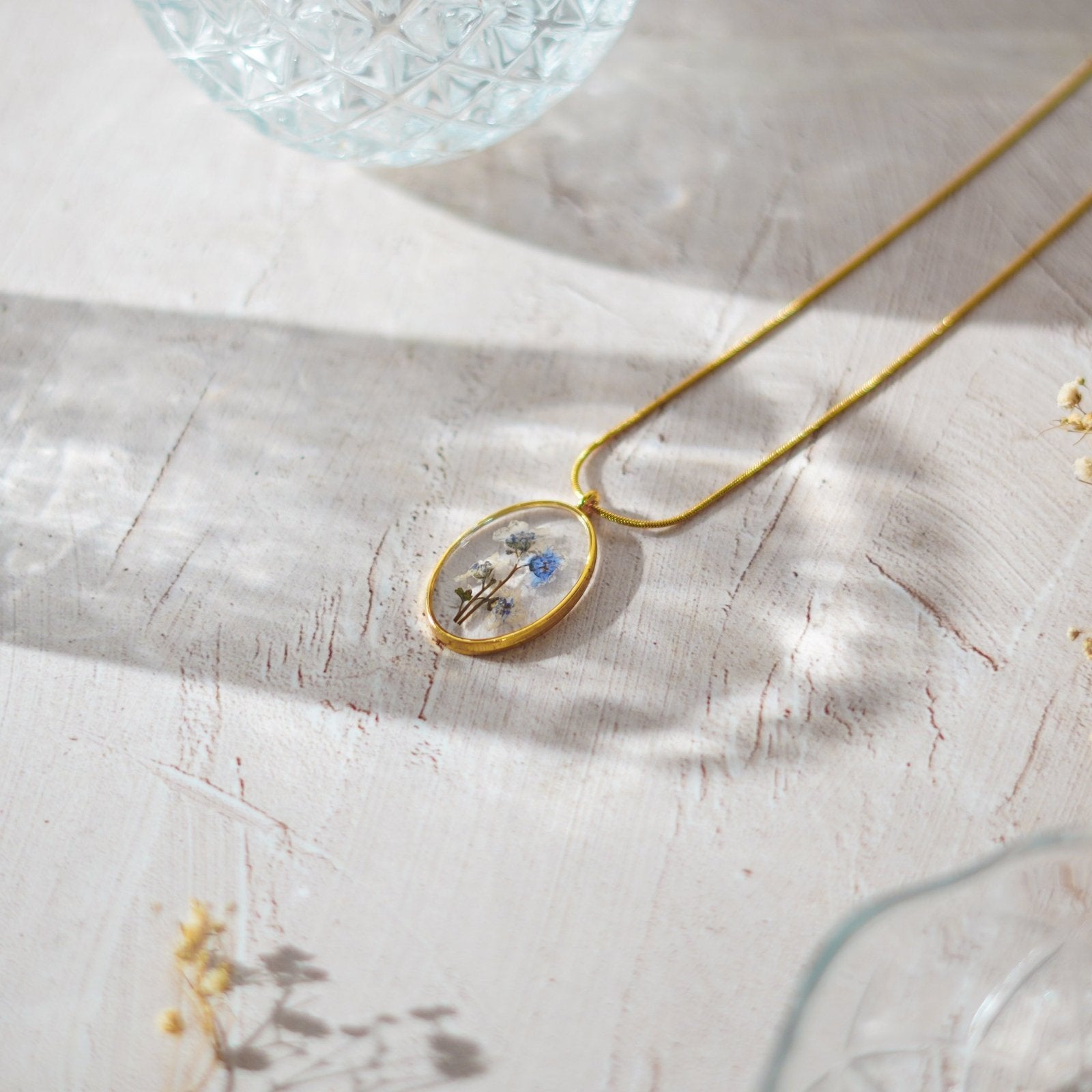 Bridgerton Blue Necklace - Real flower Jewellery - Leafy Affair