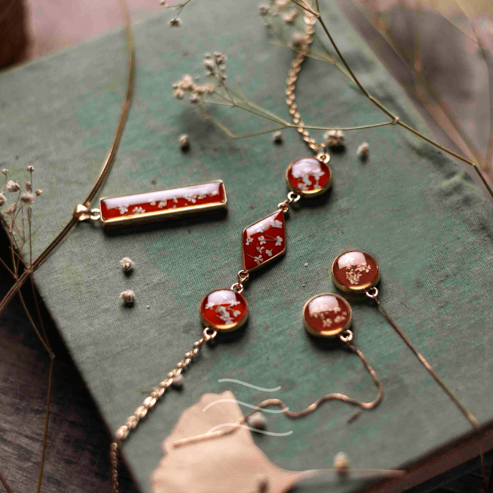 Rosette Set - Real flower Jewellery - Leafy Affair
