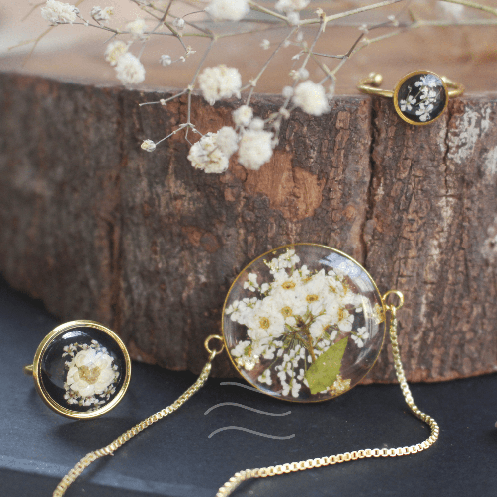 Baby's Breath Set - Real flower Jewellery - Leafy Affair