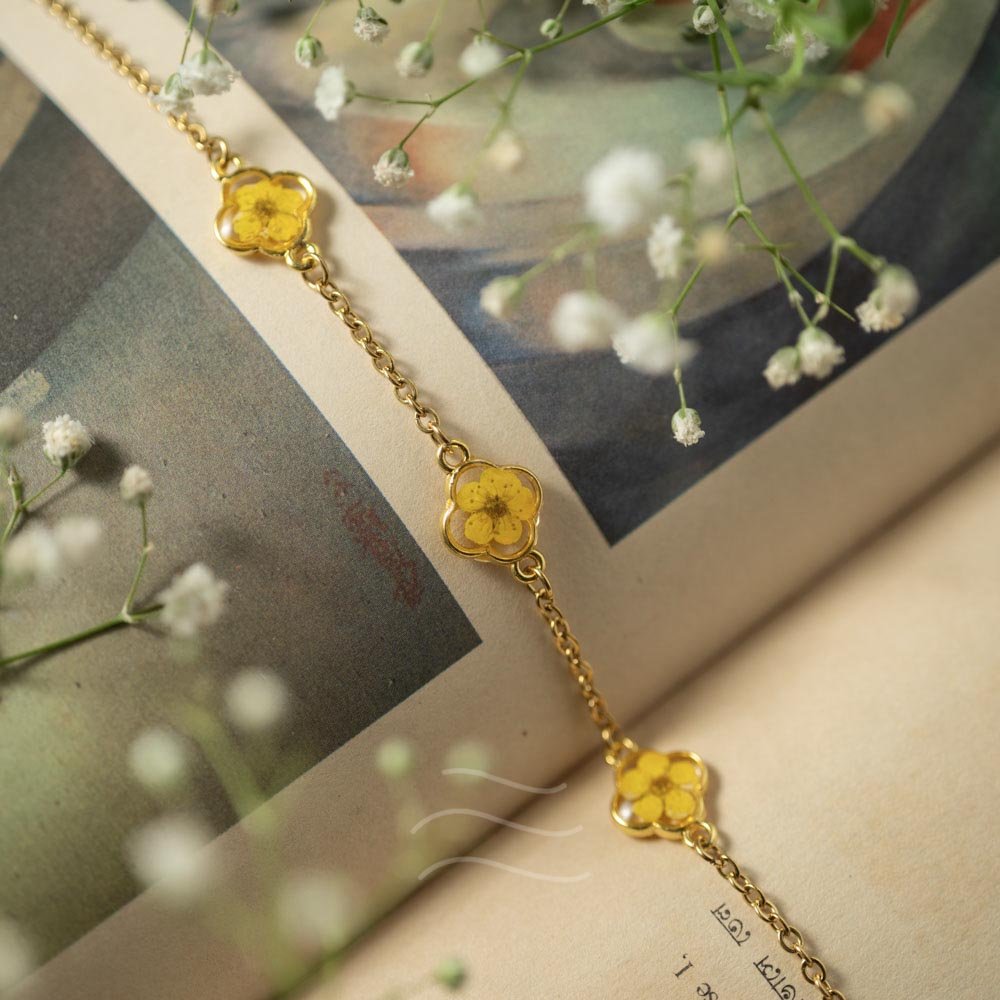 Sunletter Charm Bracelet - Real flower Jewellery - Leafy Affair