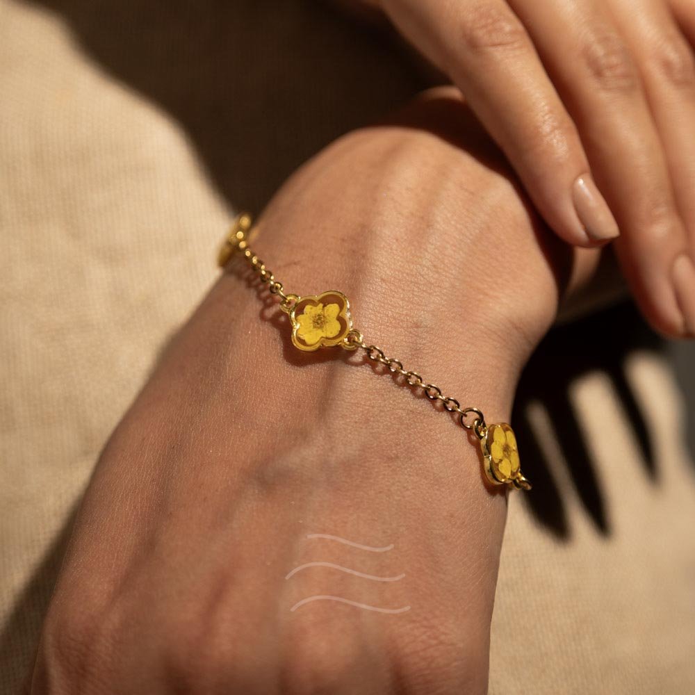 Sunletter Charm Bracelet - Real flower Jewellery - Leafy Affair