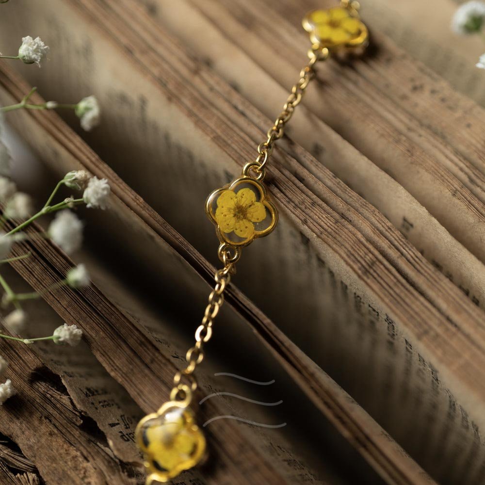 Sunletter Charm Bracelet - Real flower Jewellery - Leafy Affair