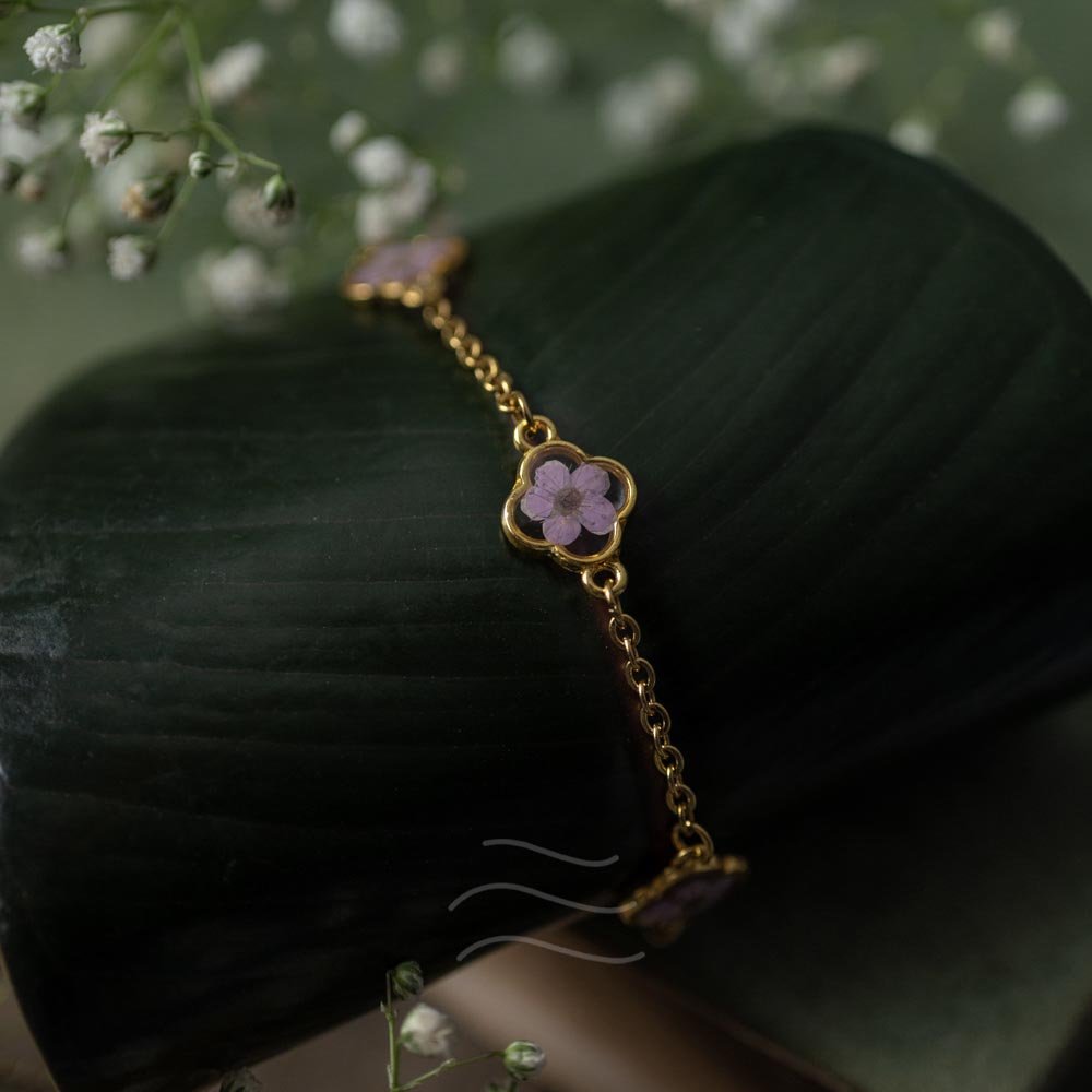Violet Secret Bracelet - Real flower Jewellery - Leafy Affair