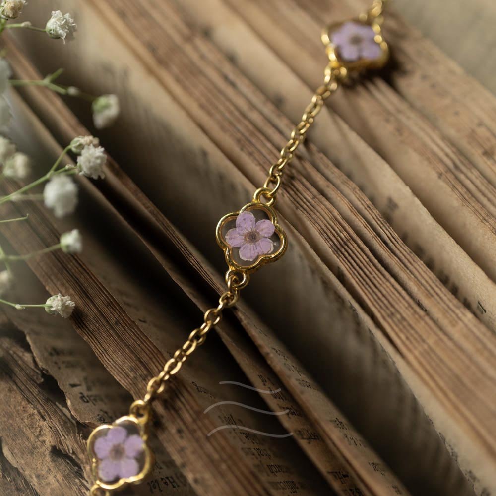 Violet Secret Bracelet - Real flower Jewellery - Leafy Affair