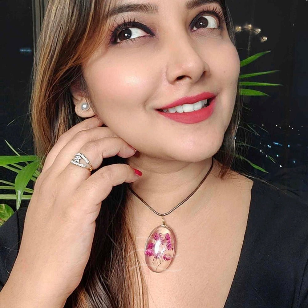 Crimson Pink Beauty - Real flower Jewellery - Leafy Affair