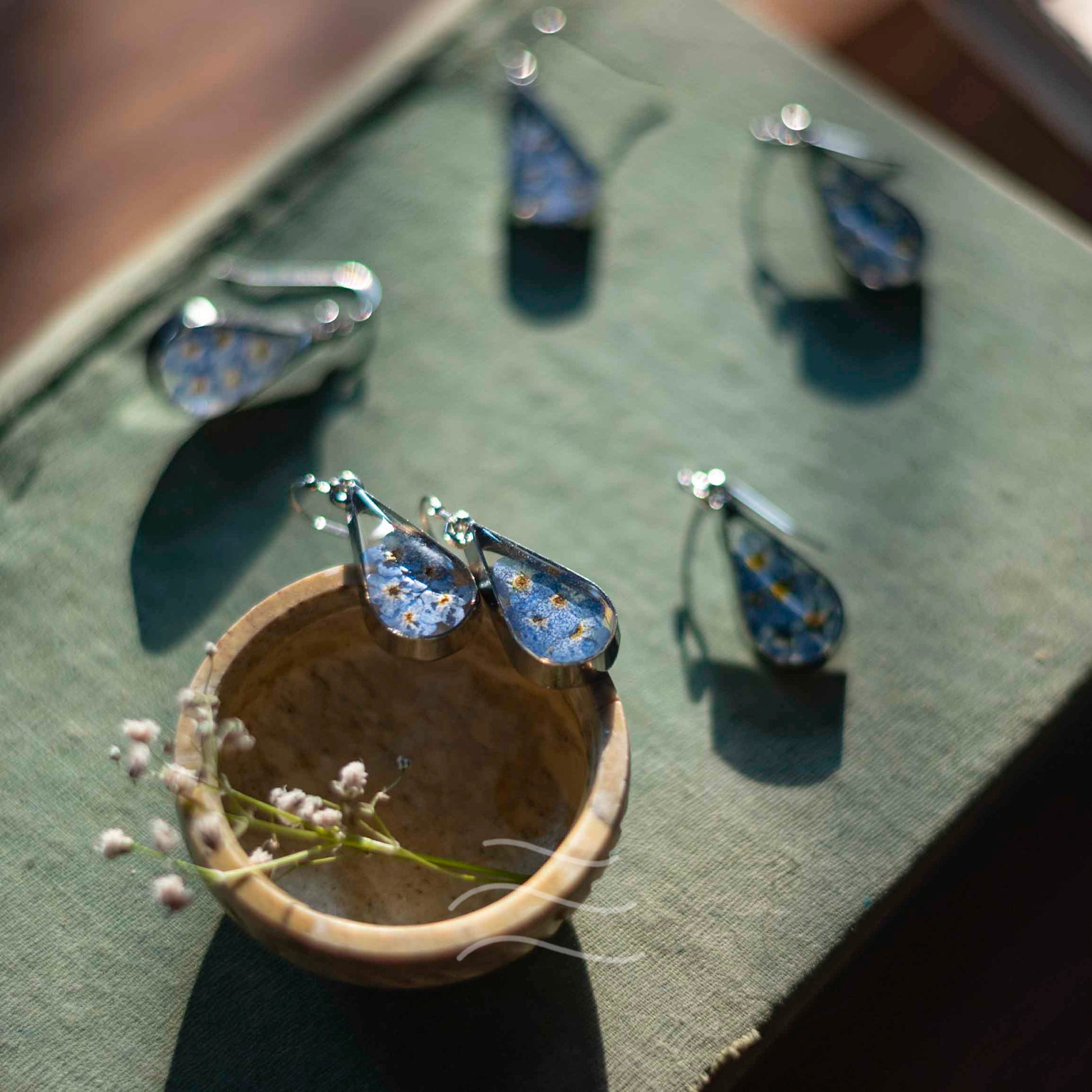 Forget-Me-Not Love Earrings - Real flower Jewellery - Leafy Affair