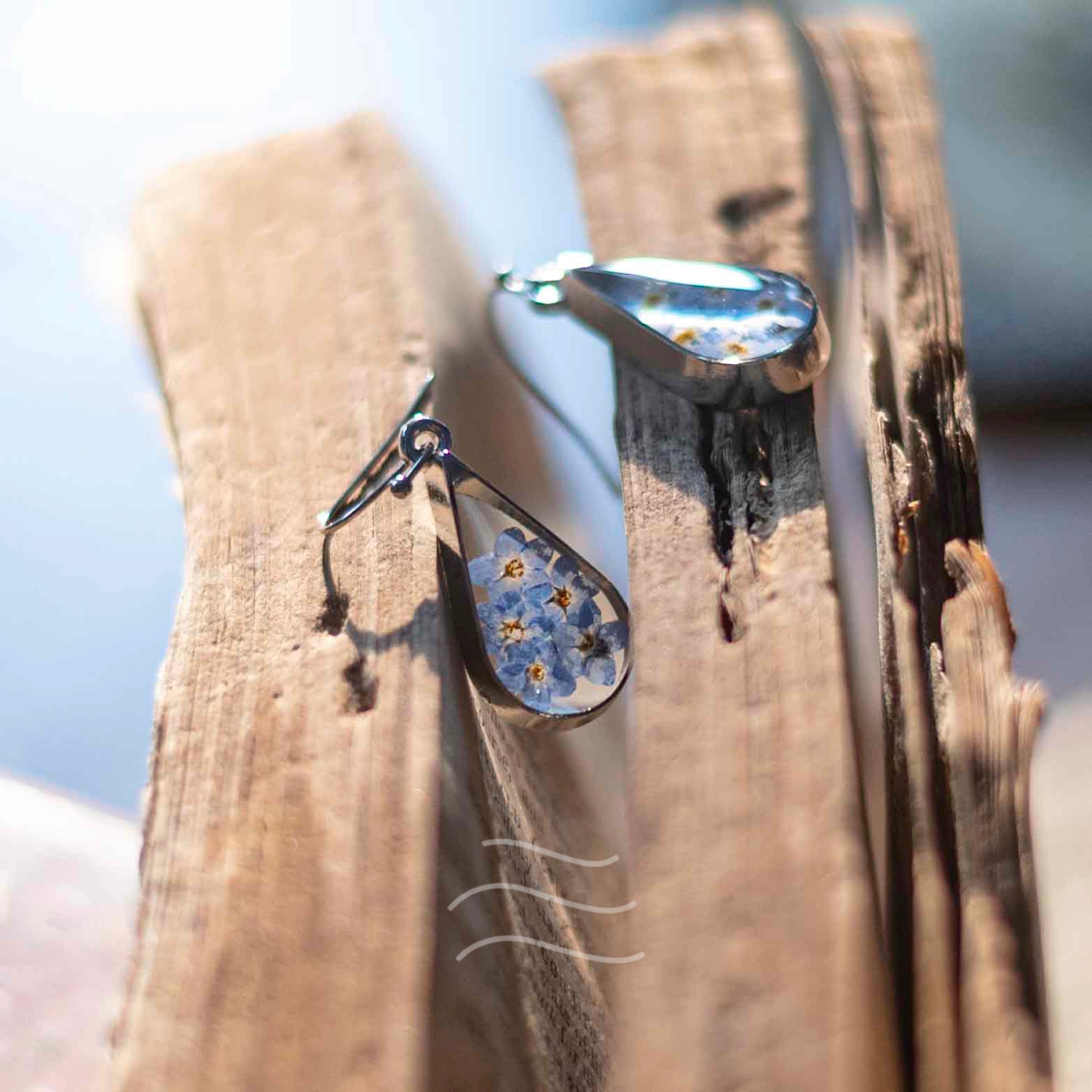 Forget-Me-Not Love Earrings - Real flower Jewellery - Leafy Affair