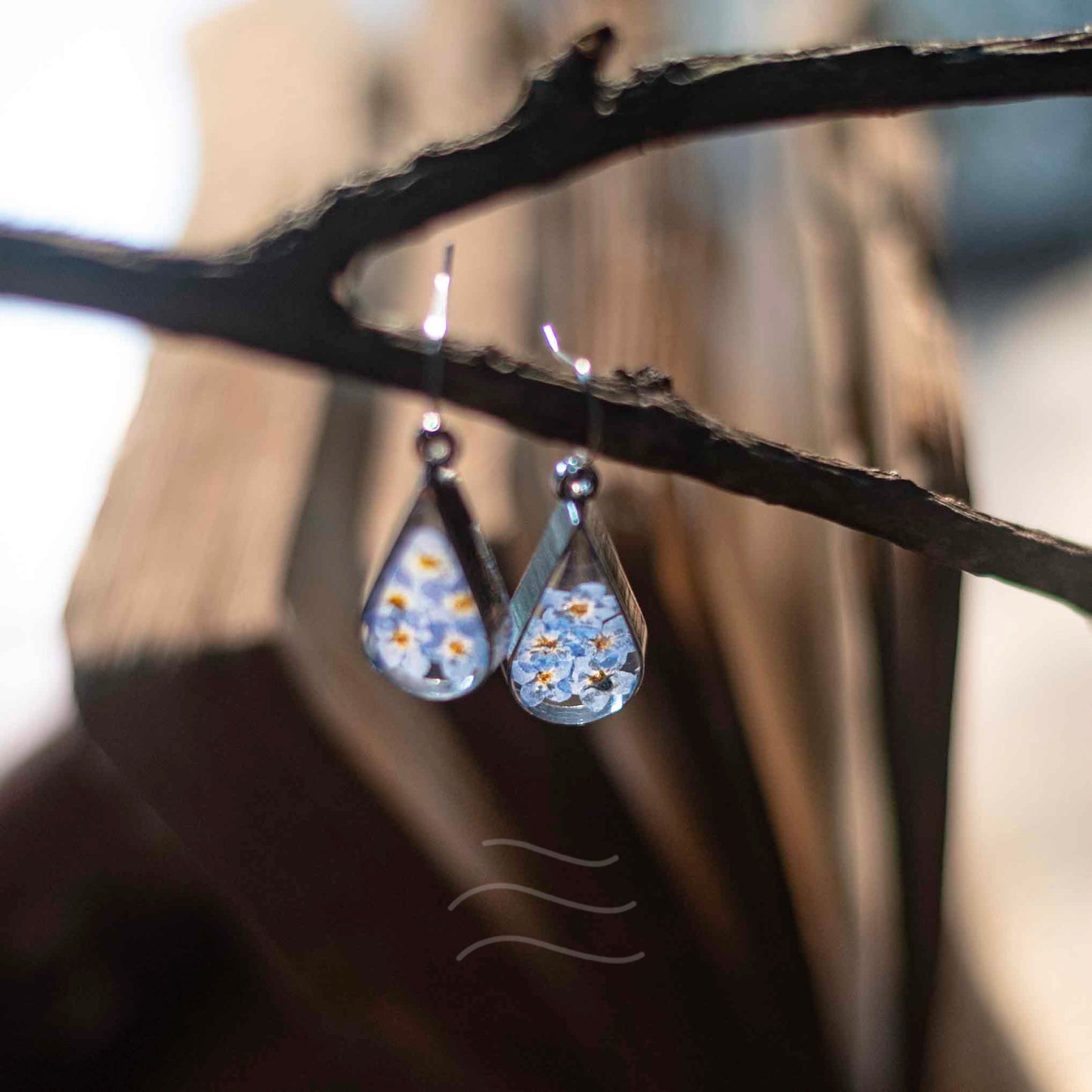 Forget-Me-Not Love Earrings - Real flower Jewellery - Leafy Affair