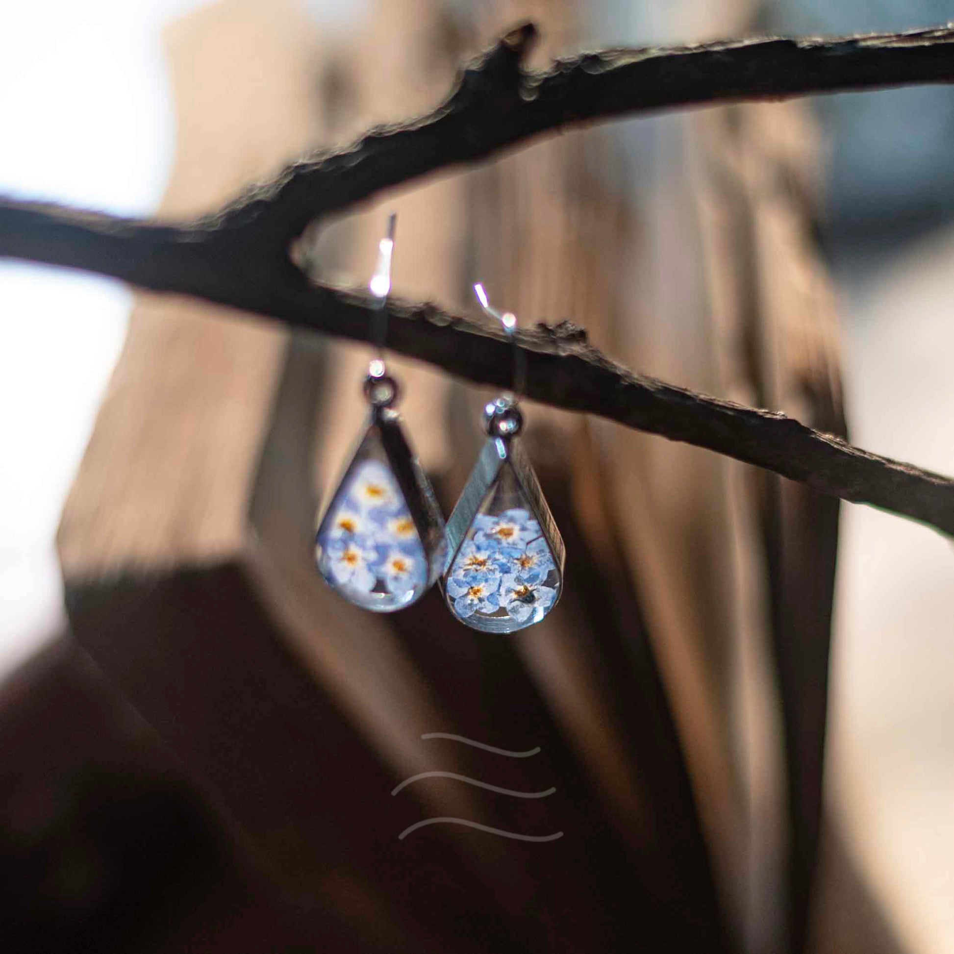Forget-Me-Not Love Earrings - Real flower Jewellery - Leafy Affair