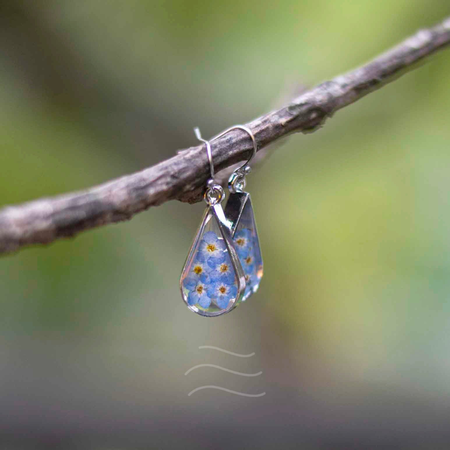 Forget-Me-Not Love Earrings - Real flower Jewellery - Leafy Affair