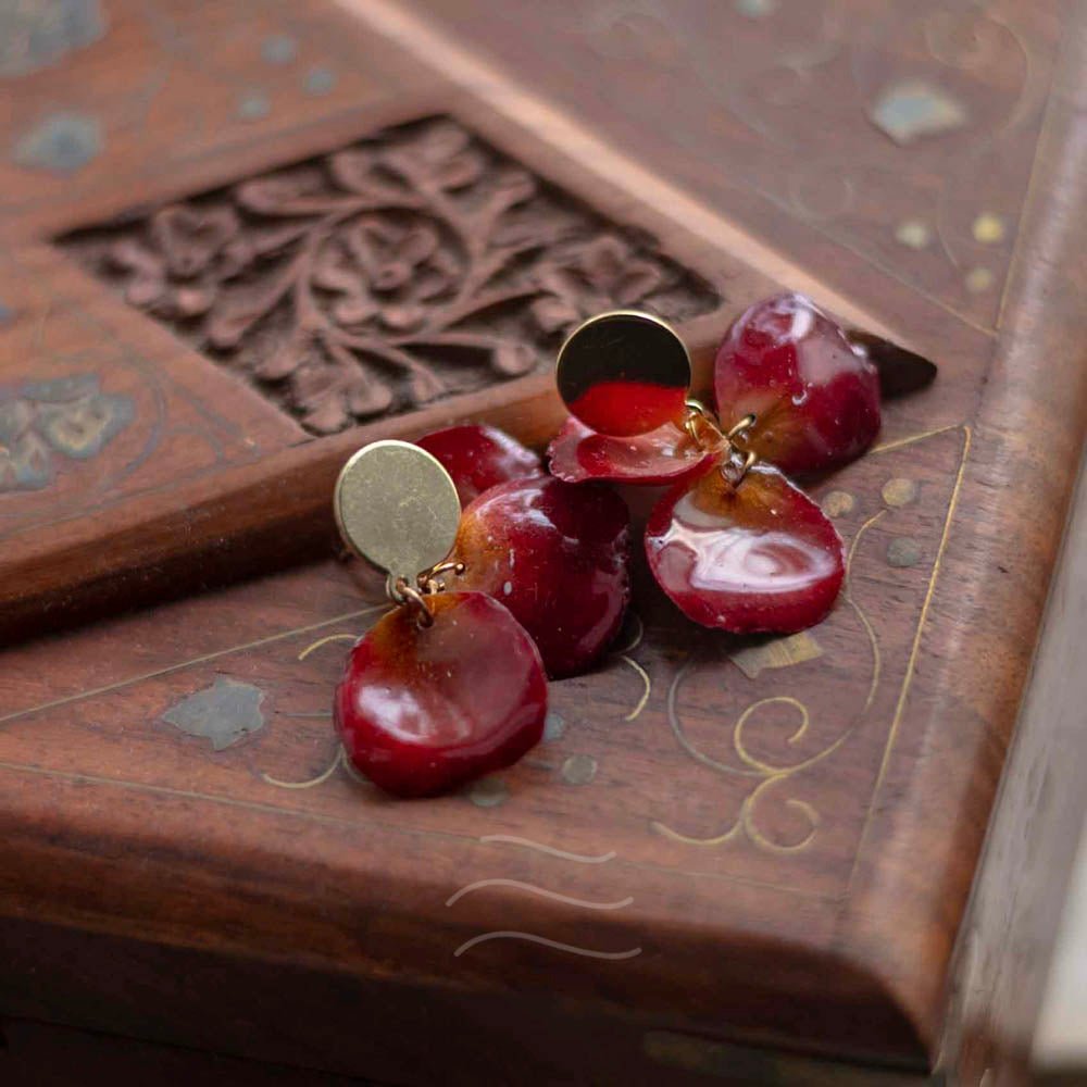 Amor Rose Petal Earrings - Real flower Jewellery - Leafy Affair
