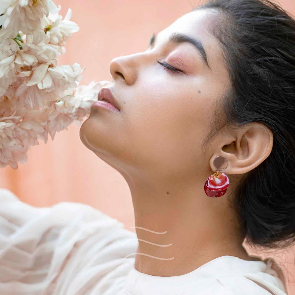 Amor Rose Petal Earrings - Real flower Jewellery - Leafy Affair
