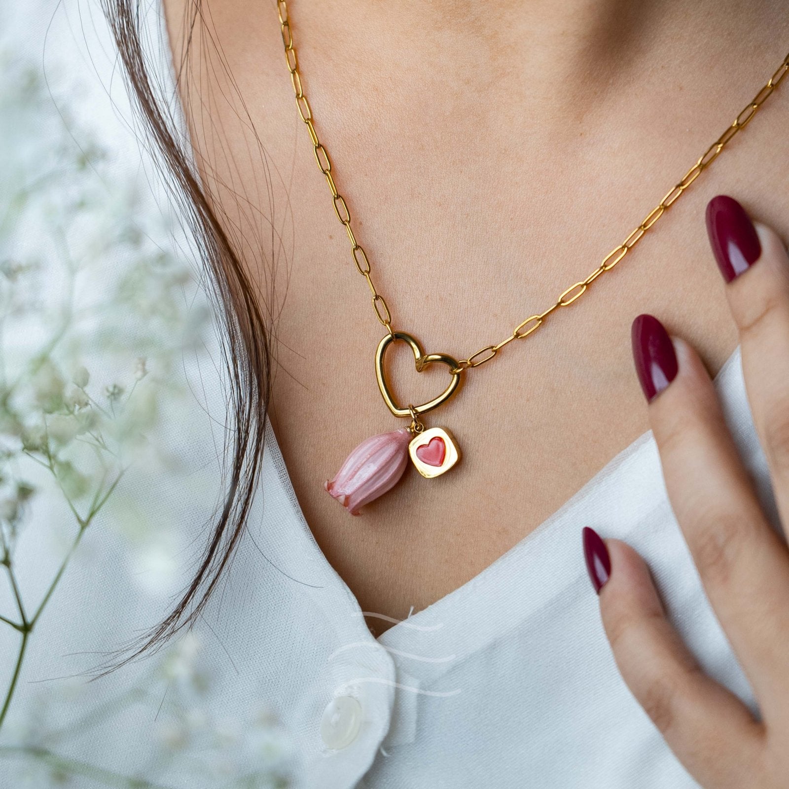 The Heart Skip Necklace - Real flower Jewellery - Leafy Affair