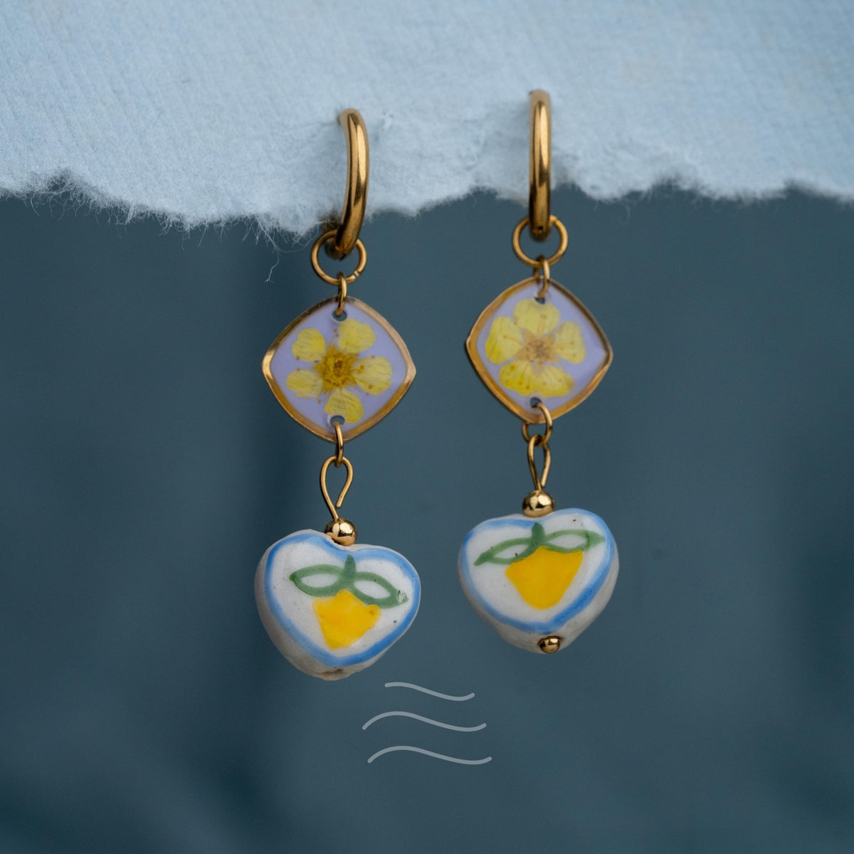 Lemon Kiss Earrings - Real flower Jewellery - Leafy Affair