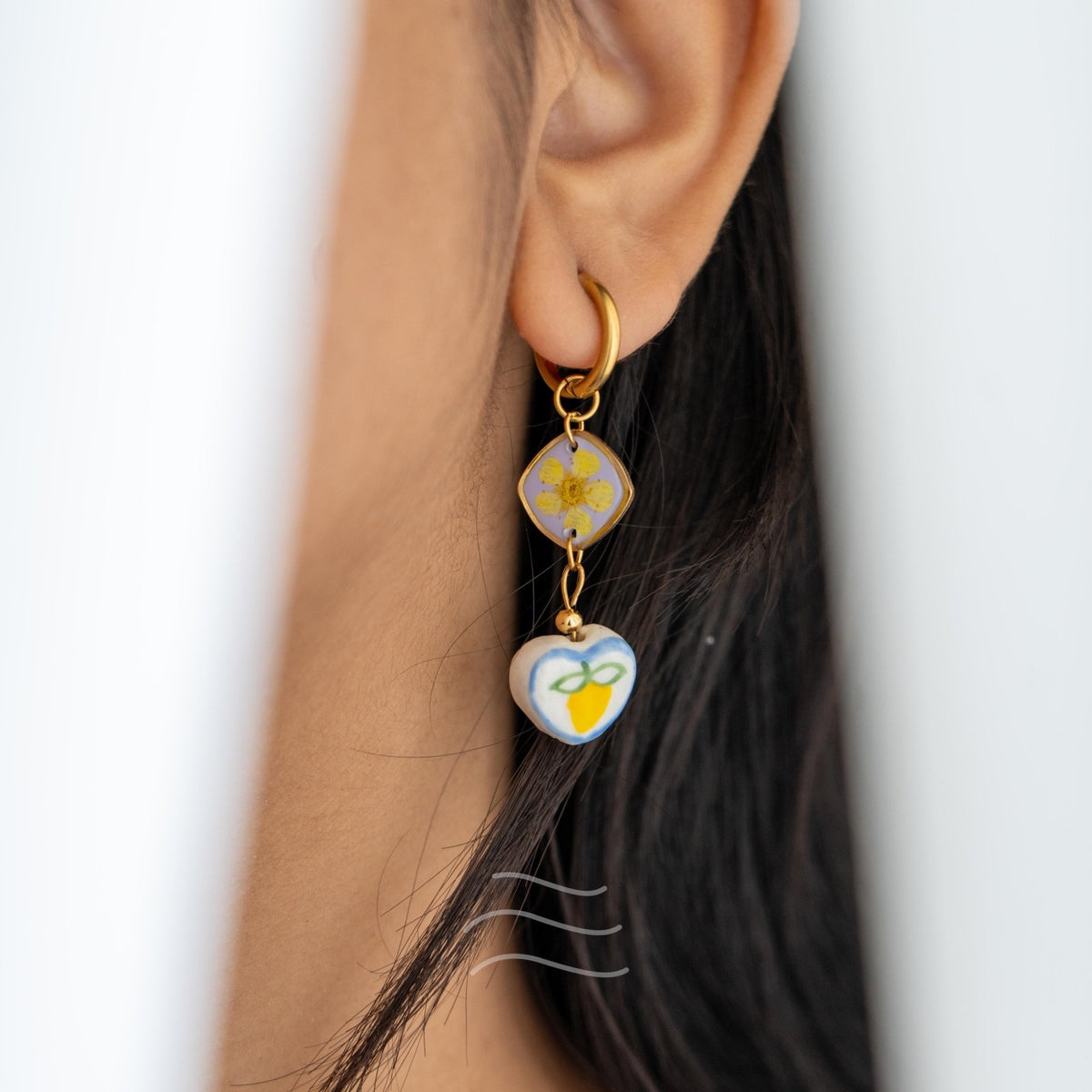 Lemon Kiss Earrings - Real flower Jewellery - Leafy Affair