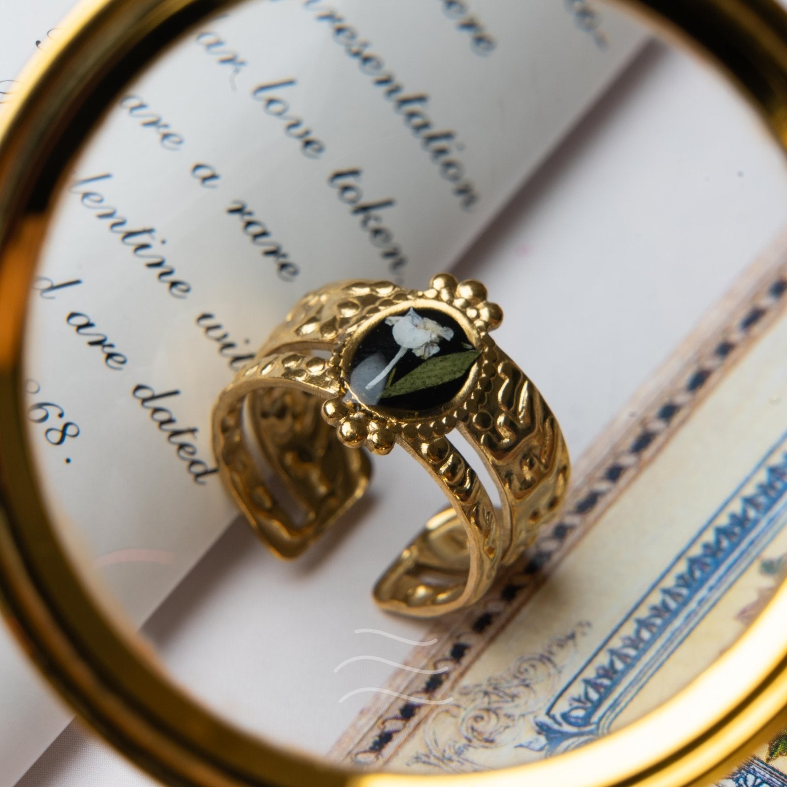 The Midnight Duchess Ring - Real flower Jewellery - Leafy Affair