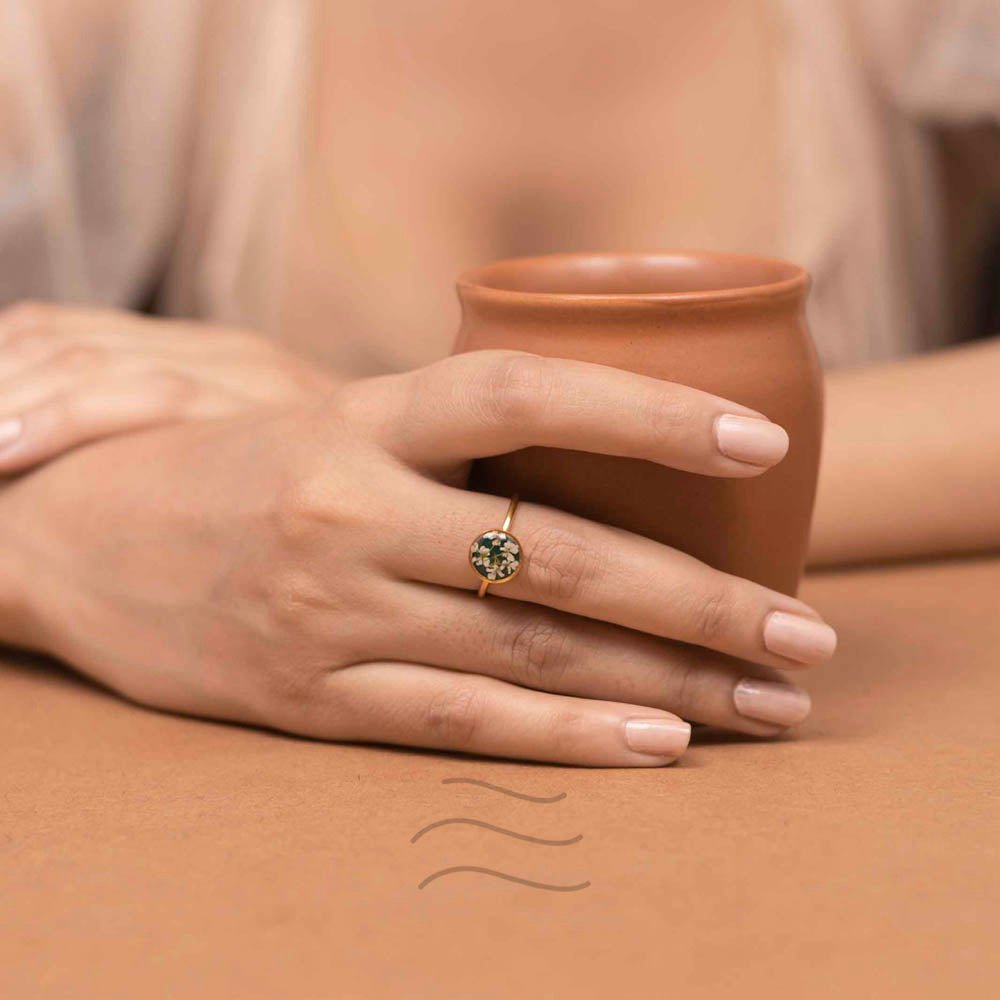 Bird's Nest Jade Ring - Real flower Jewellery - Leafy Affair