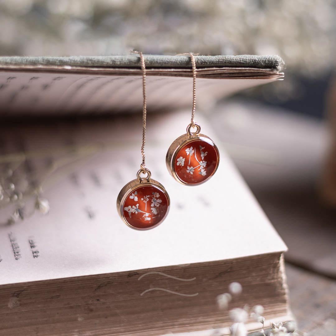 Rosette Earrings - Real flower Jewellery - Leafy Affair