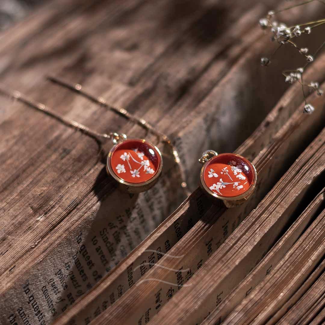 Rosette Earrings - Real flower Jewellery - Leafy Affair