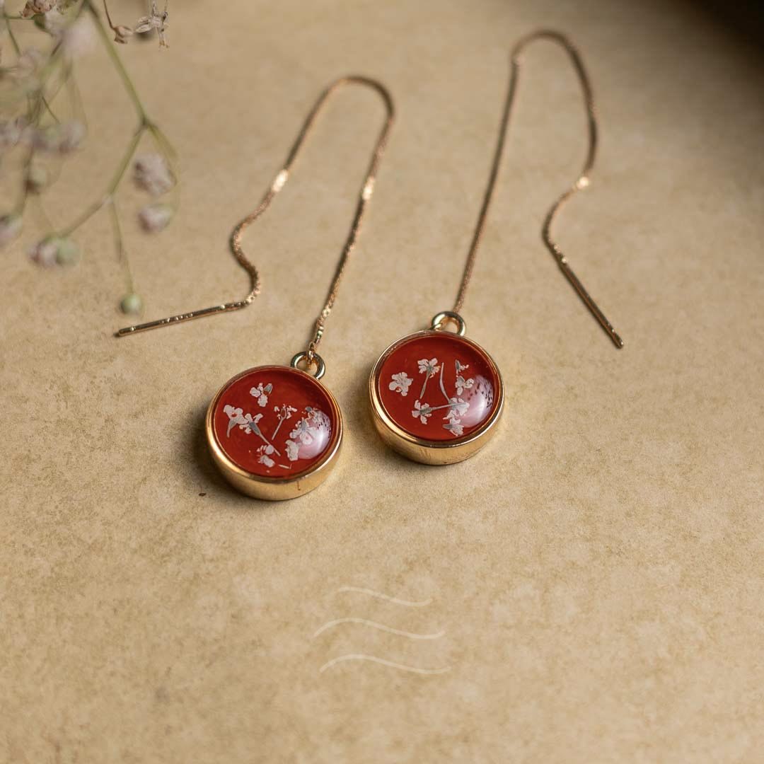 Rosette Earrings - Real flower Jewellery - Leafy Affair