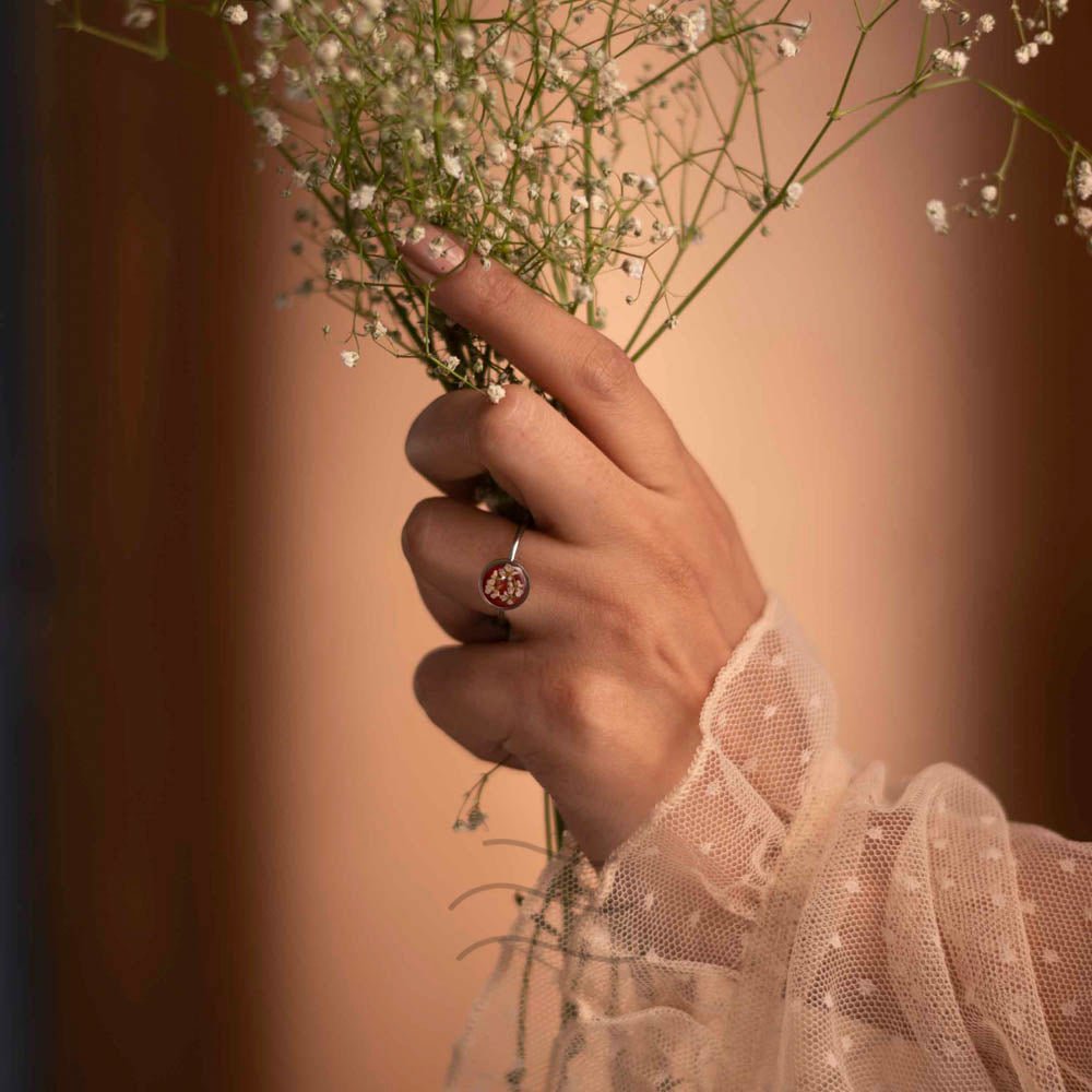 Bird's Nest Scarlet Ring - Real flower Jewellery - Leafy Affair