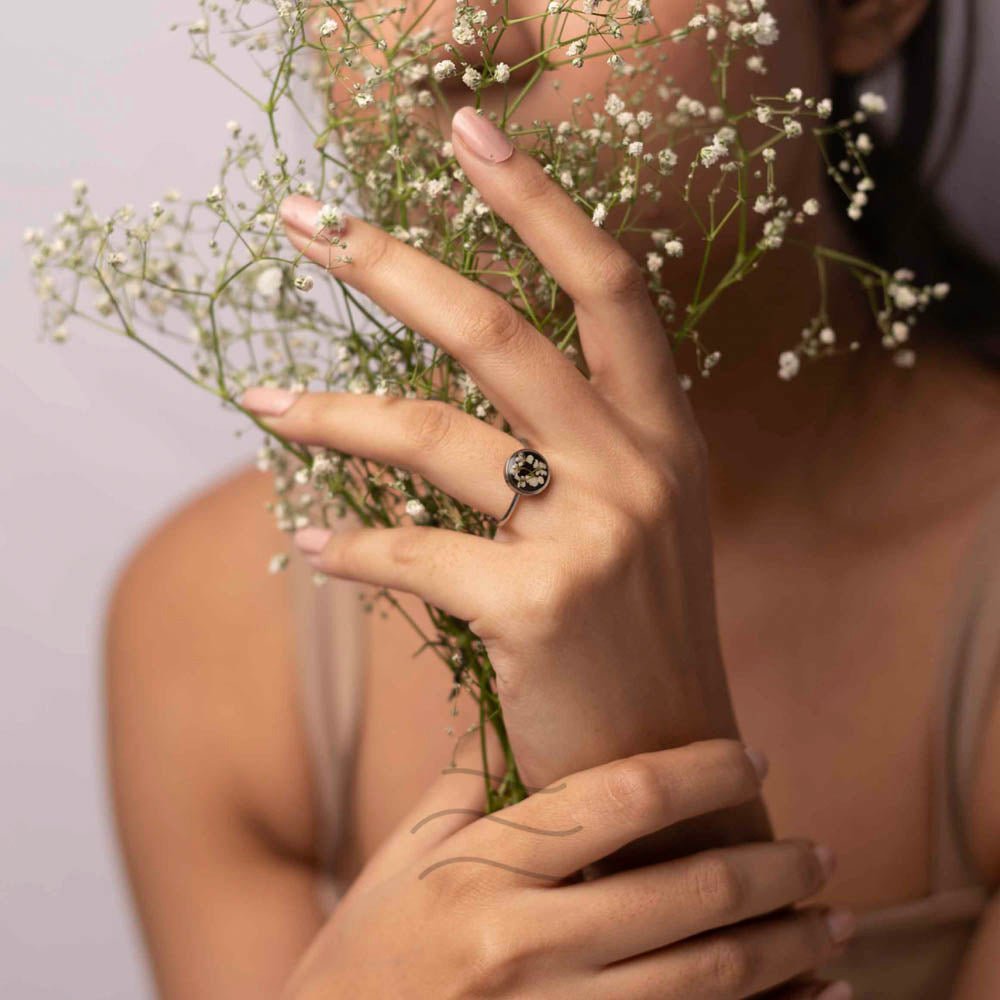 Bird's Nest Ebony Ring - Real flower Jewellery - Leafy Affair