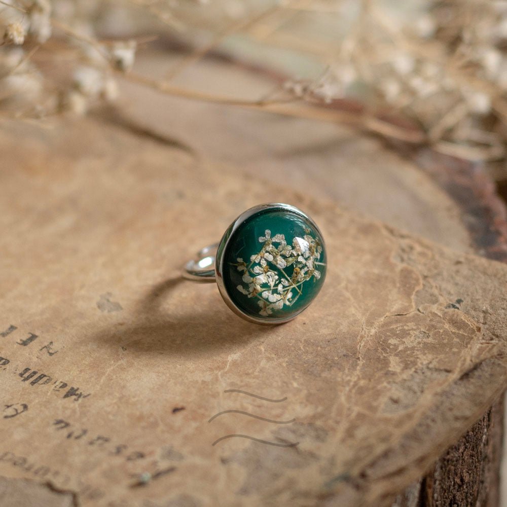 Jade Flower Ring Unisex - Real flower Jewellery - Leafy Affair