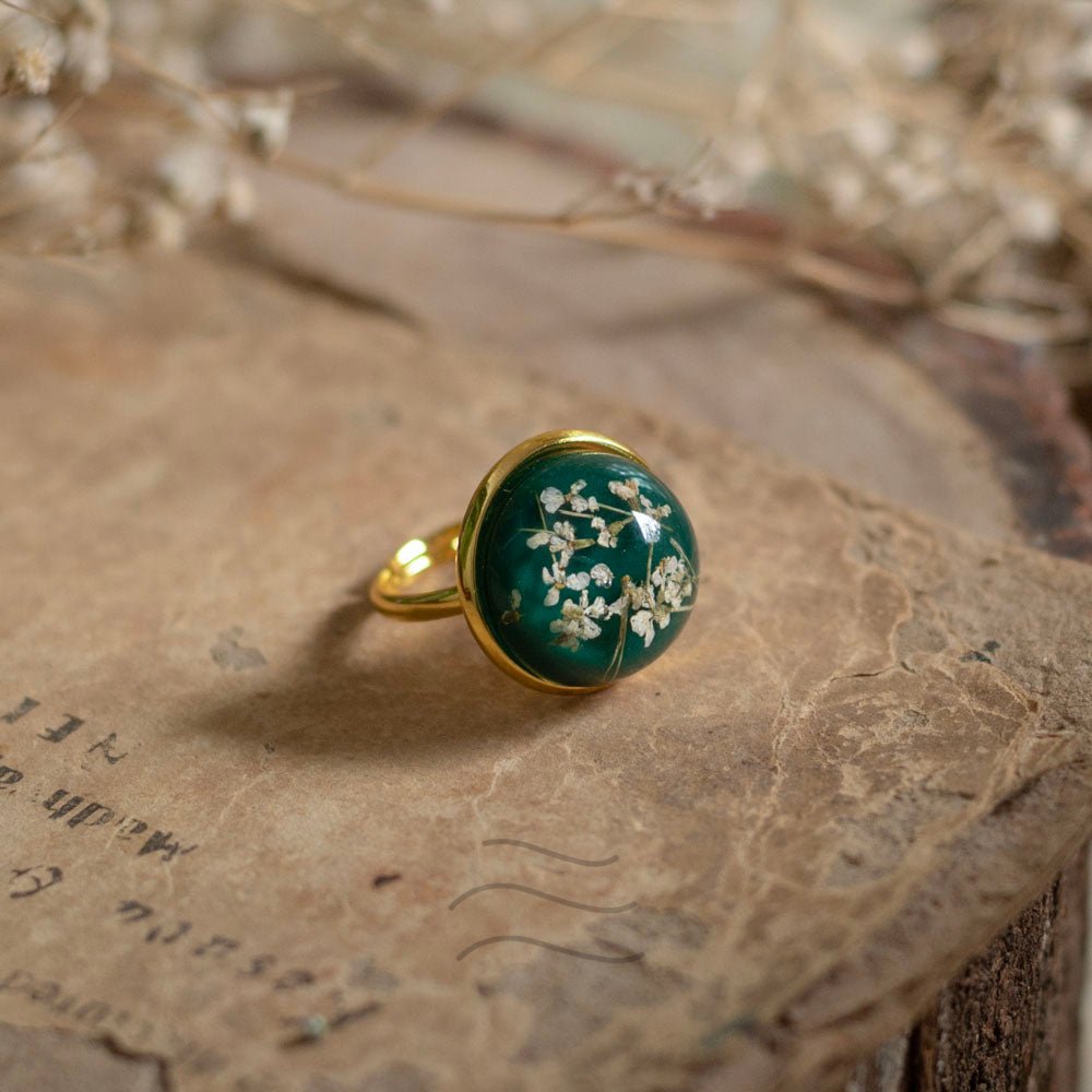 Jade Flower Ring Unisex - Real flower Jewellery - Leafy Affair