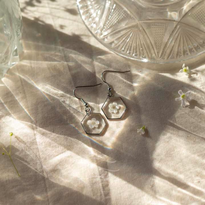 Forevermore Earrings - Real flower Jewellery - Leafy Affair
