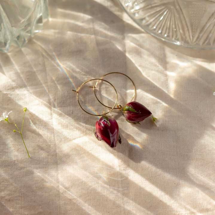 Jolie Earrings - Real flower Jewellery - Leafy Affair