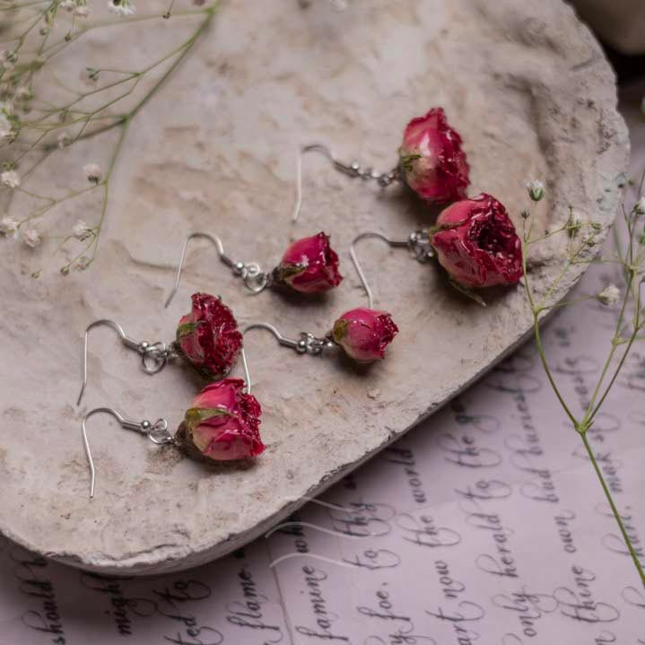 Mon Cherie Earrings - Real flower Jewellery - Leafy Affair