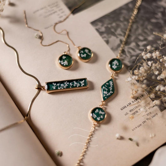 Borealis Set - Real flower Jewellery - Leafy Affair