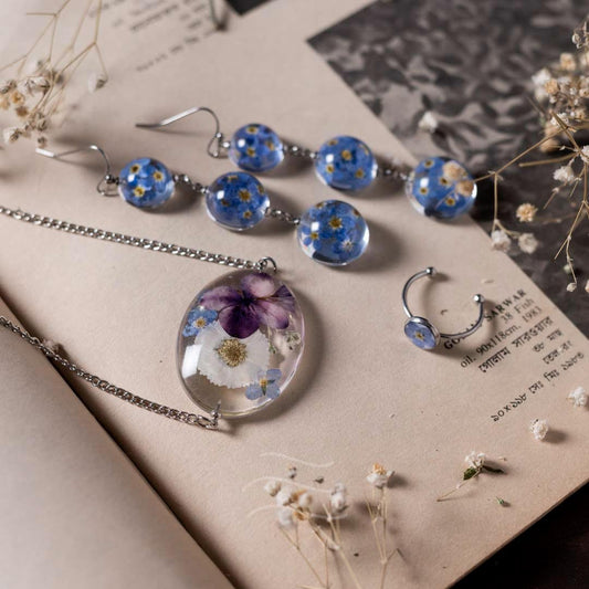 Forget-me-not Set - Real flower Jewellery - Leafy Affair