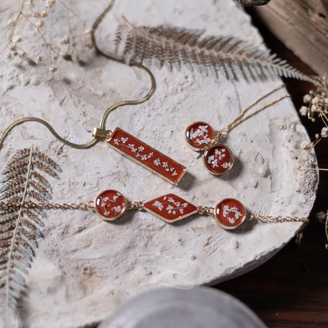 Rosette Set - Real flower Jewellery - Leafy Affair
