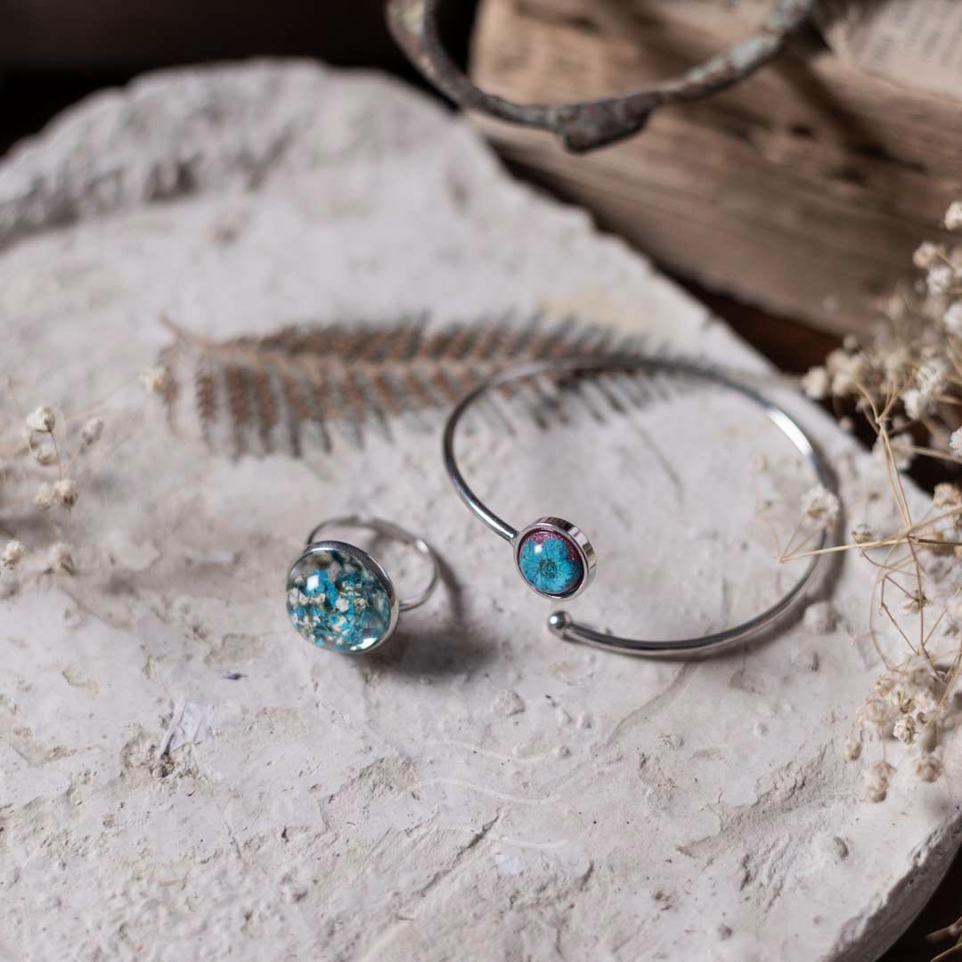 Turquoise Seas Set - Real flower Jewellery - Leafy Affair