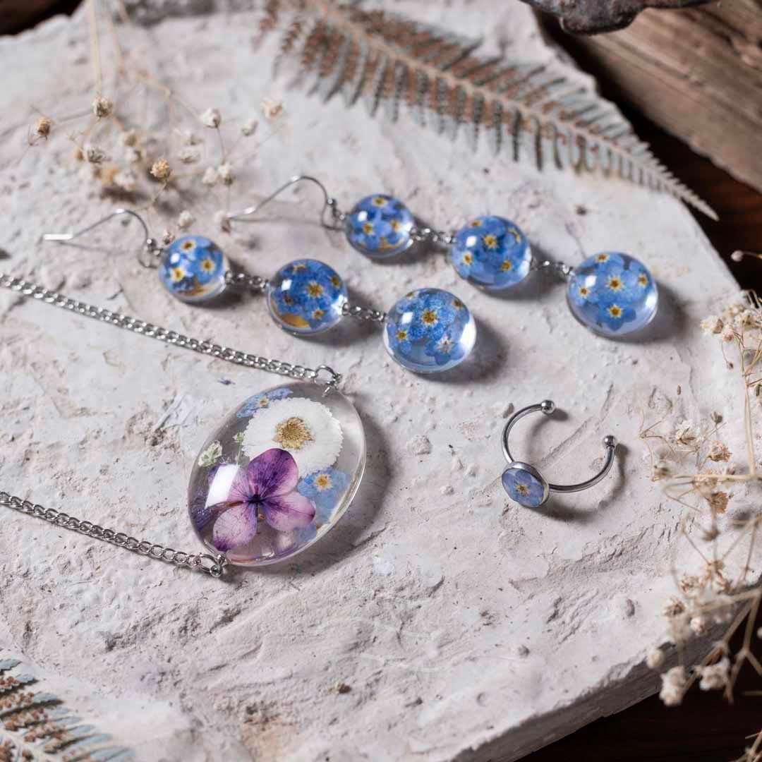 Forget-me-not Set - Real flower Jewellery - Leafy Affair