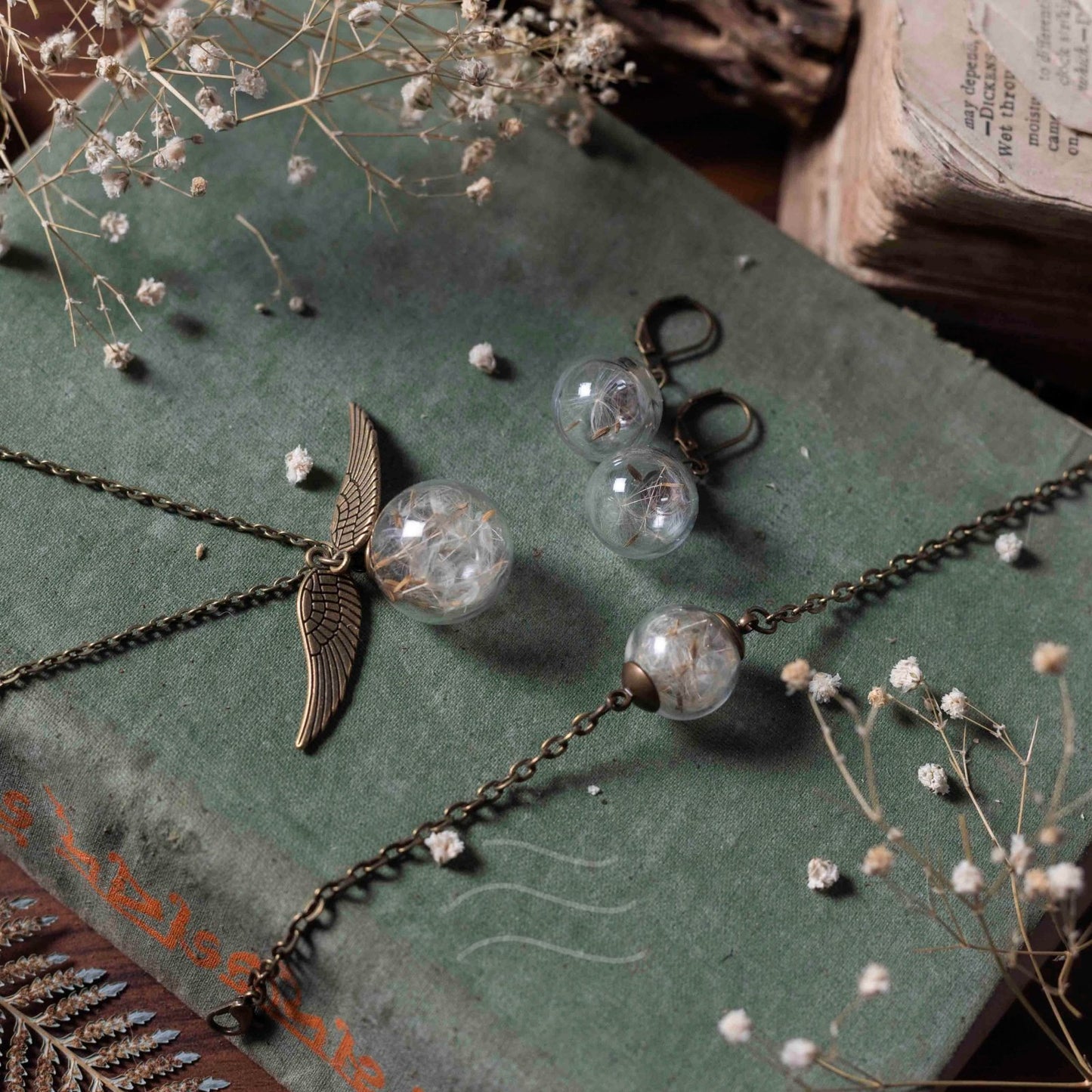 Dandelion Set - Real flower Jewellery - Leafy Affair