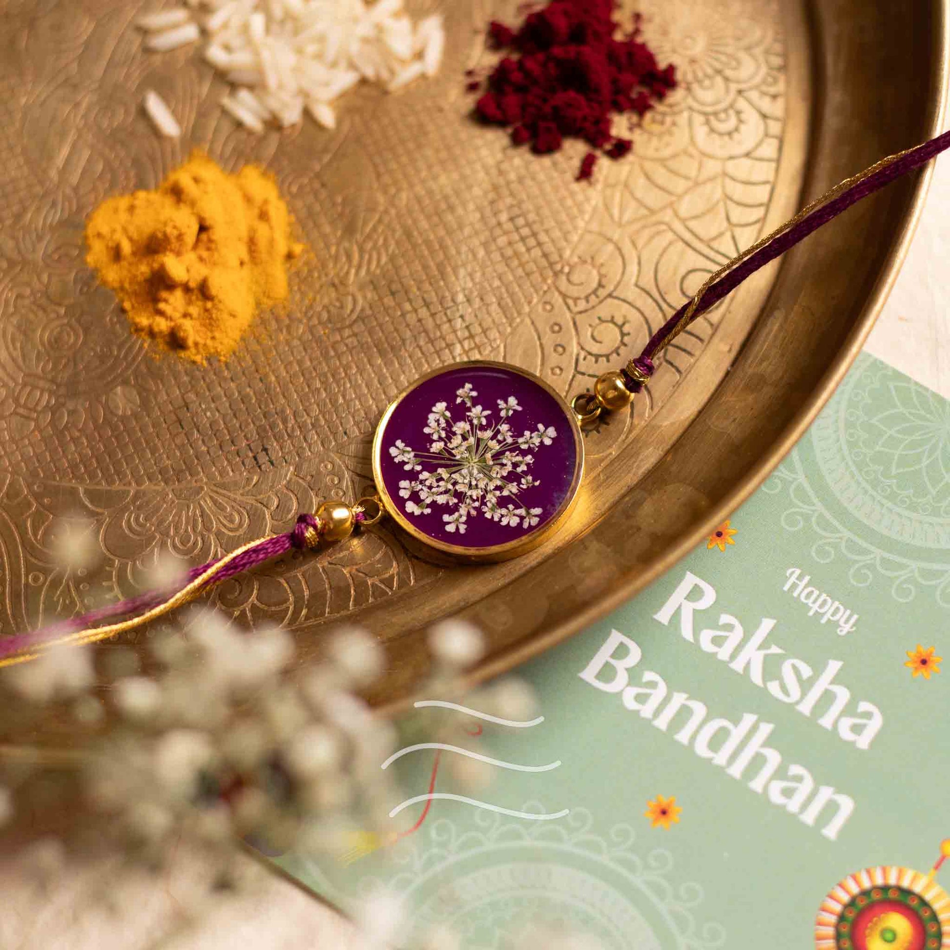 Bandhan Mein Twist Rakhi - Real flower Jewellery - Leafy Affair