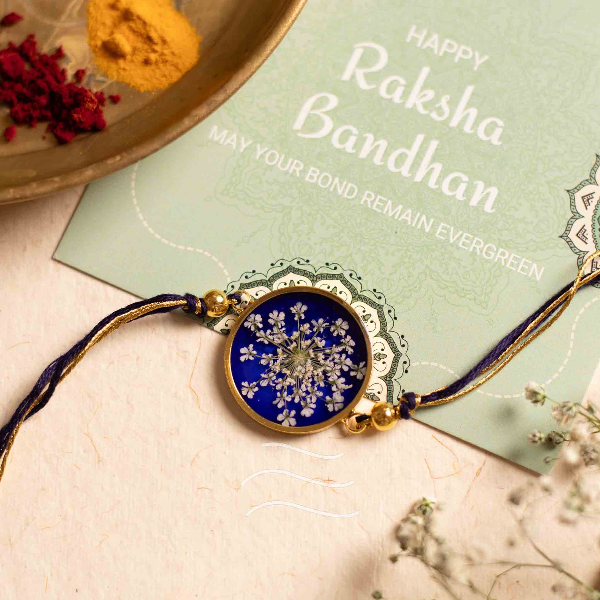 Tirchi Nazar Rakhi - Real flower Jewellery - Leafy Affair