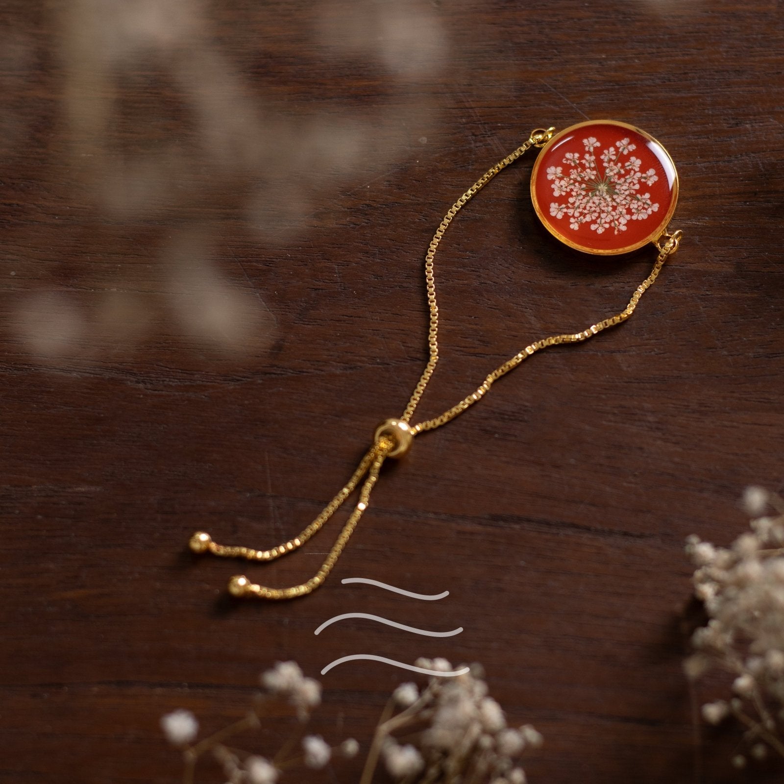 Ember Star cluster Bracelet - Real flower Jewellery - Leafy Affair