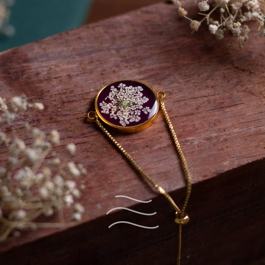 Wine Star Cluster Bracelet - Real flower Jewellery - Leafy Affair